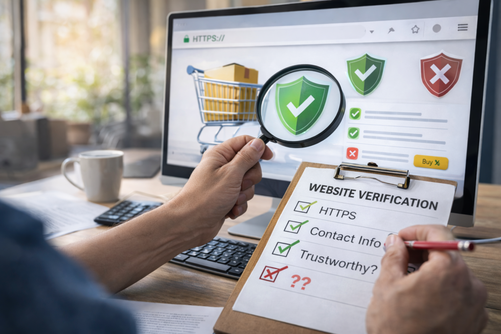 Verificação de site de compras online para confirmar se é confiável