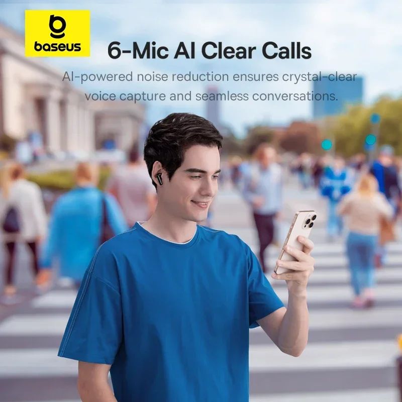 Baseus EP10 Pro com sistema de 6 microfones para chamadas claras em ambiente urbano