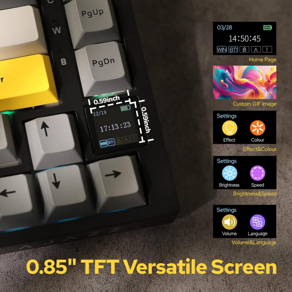 Ajazz AK820 Pro com ecrã TFT de 0,85 polegadas para mostrar bateria, hora, ligação e animações personalizadas
