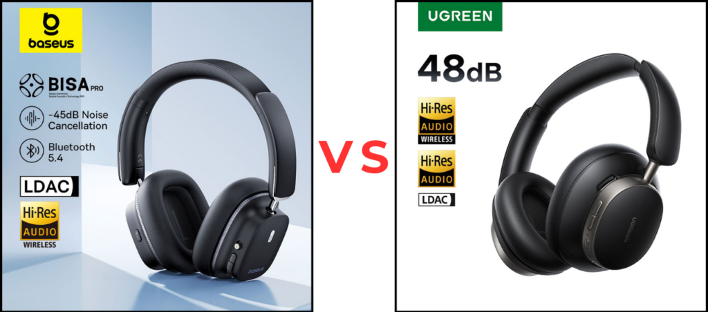 Baseus Bowie 30 Max vs UGREEN Studio Pro comparativo de auscultadores com ANC