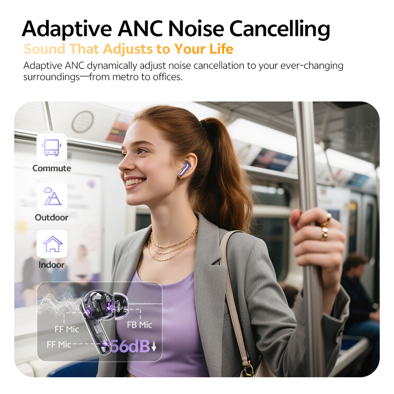 QCY MeloBuds N70 adaptive ANC noise cancelling wireless earbuds