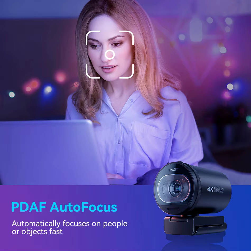 Autofocus PDAF rápido da webcam EMEET S600