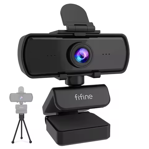 Webcam FIFINE K420 2K com microfone integrado, tripé e tampa de privacidade