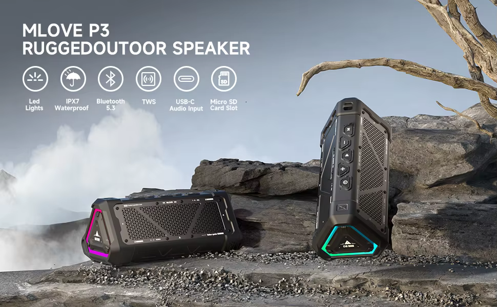 MLOVE P3 coluna bluetooth portátil 40W para uso exterior