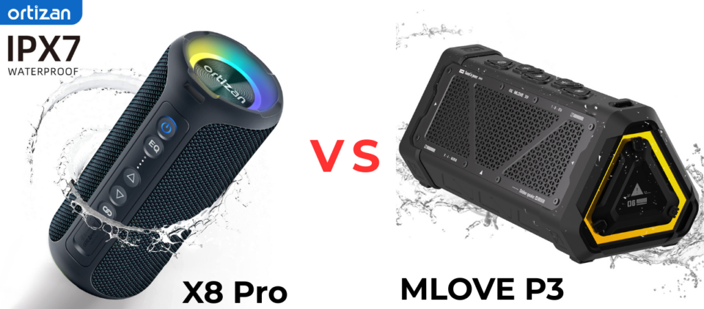 MLOVE P3 vs Ortizan X8 Pro comparação de colunas Bluetooth portáteis