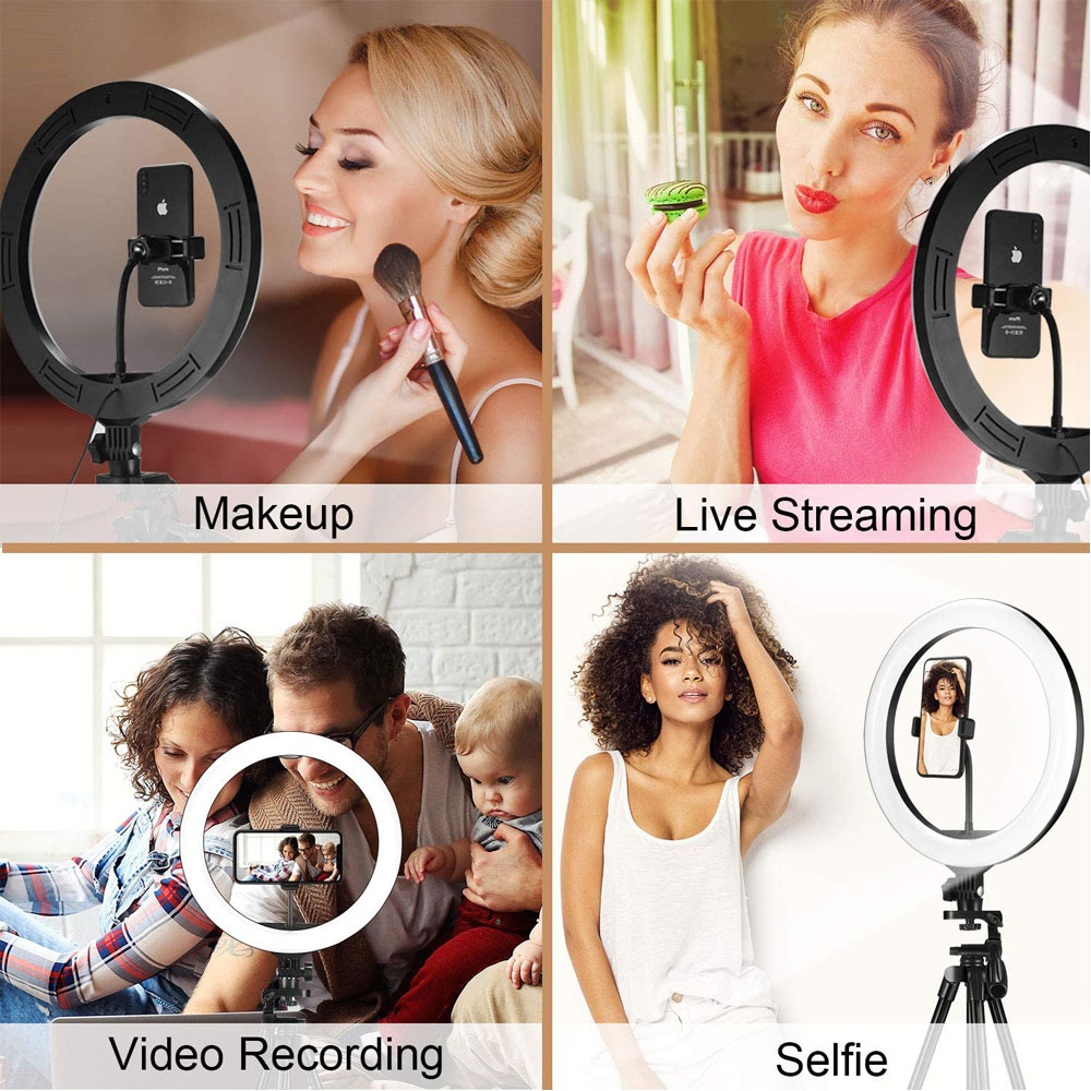 ring light com tripé para maquiagem streaming gravação de vídeo e selfies