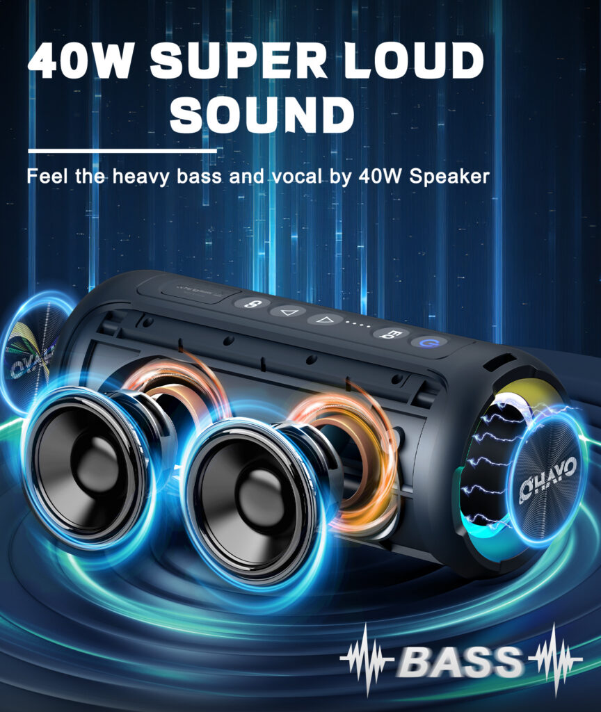 Drivers de som 40W da coluna bluetooth Ortizan X8 Pro com graves profundos