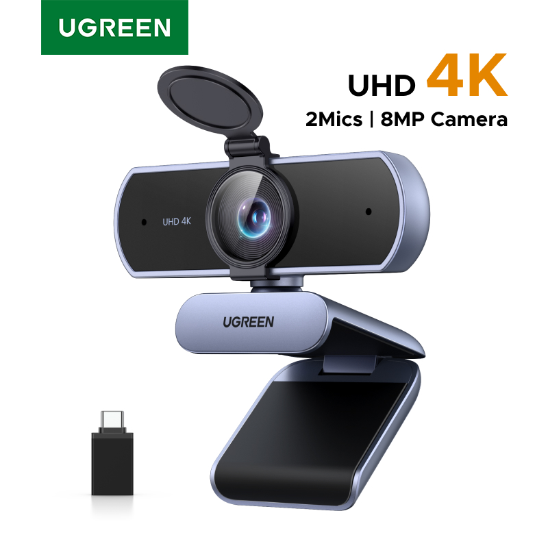 Webcam UGREEN CM831 4K com tampa de privacidade, autofocus e microfones com redução de ruído