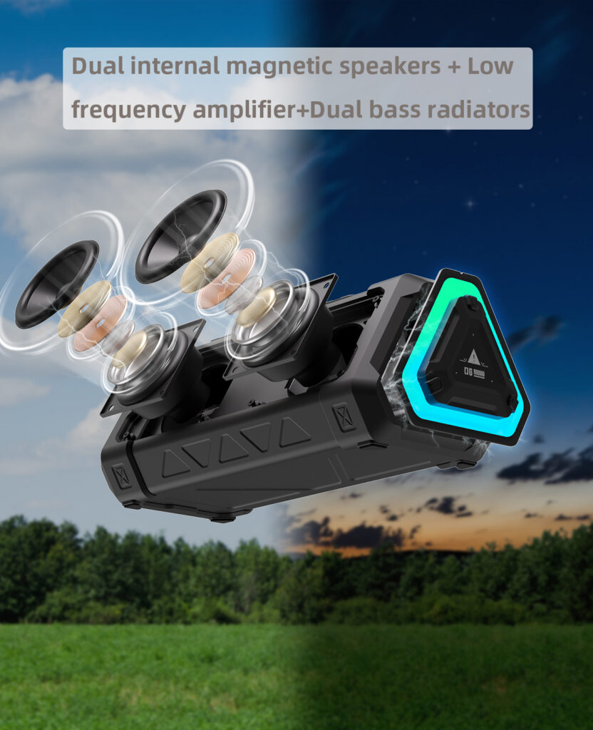 MLOVE P3 coluna bluetooth portátil com radiadores passivos duplos para graves profundos
