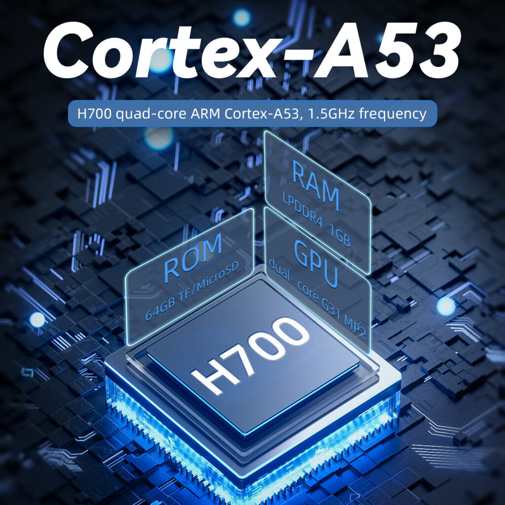 Anbernic RG40XX H com processador H700 Cortex-A53, GPU G31 MP2 e 1GB de RAM