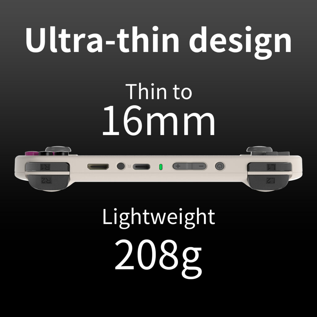 Anbernic RG40XX H com design fino de 16mm e peso leve de 208g para fácil transporte