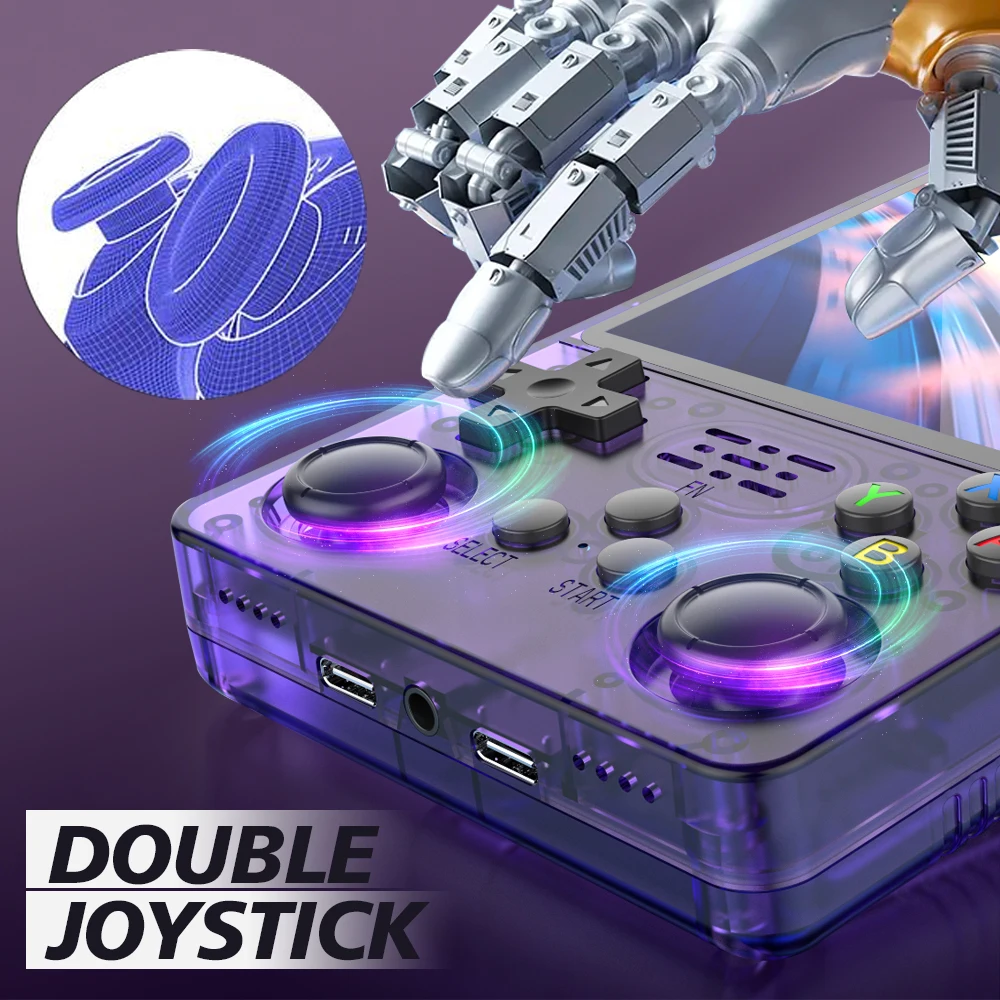BOYHOM R36S Plus com dois joysticks analógicos para melhor controlo em jogos de PSP, PS1 e arcade