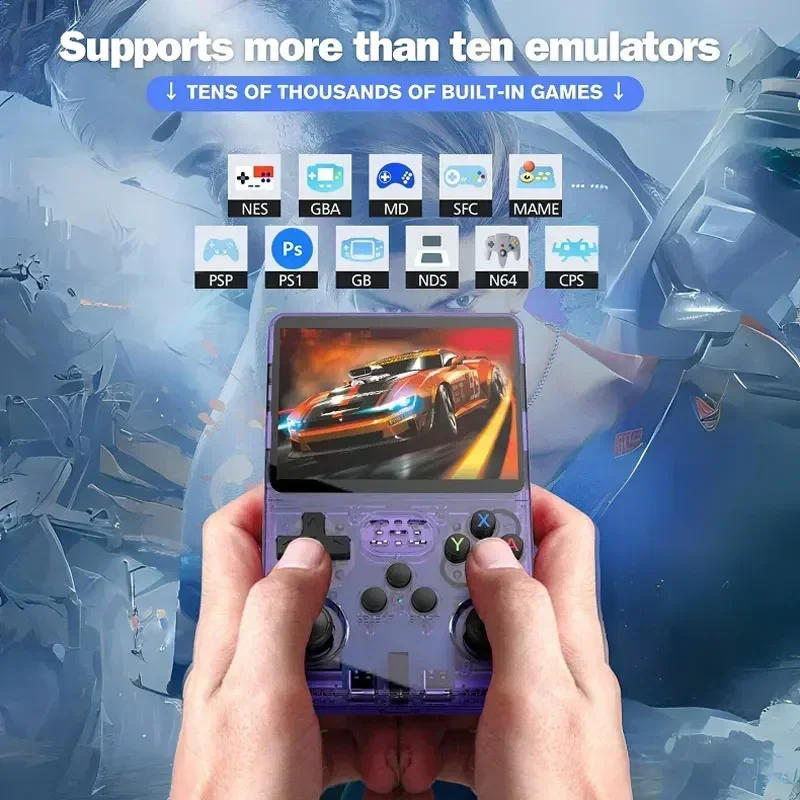 BOYHOM R36S compatível com vários emuladores e jogos retro como PSP, PS1, Game Boy, NES e GBA