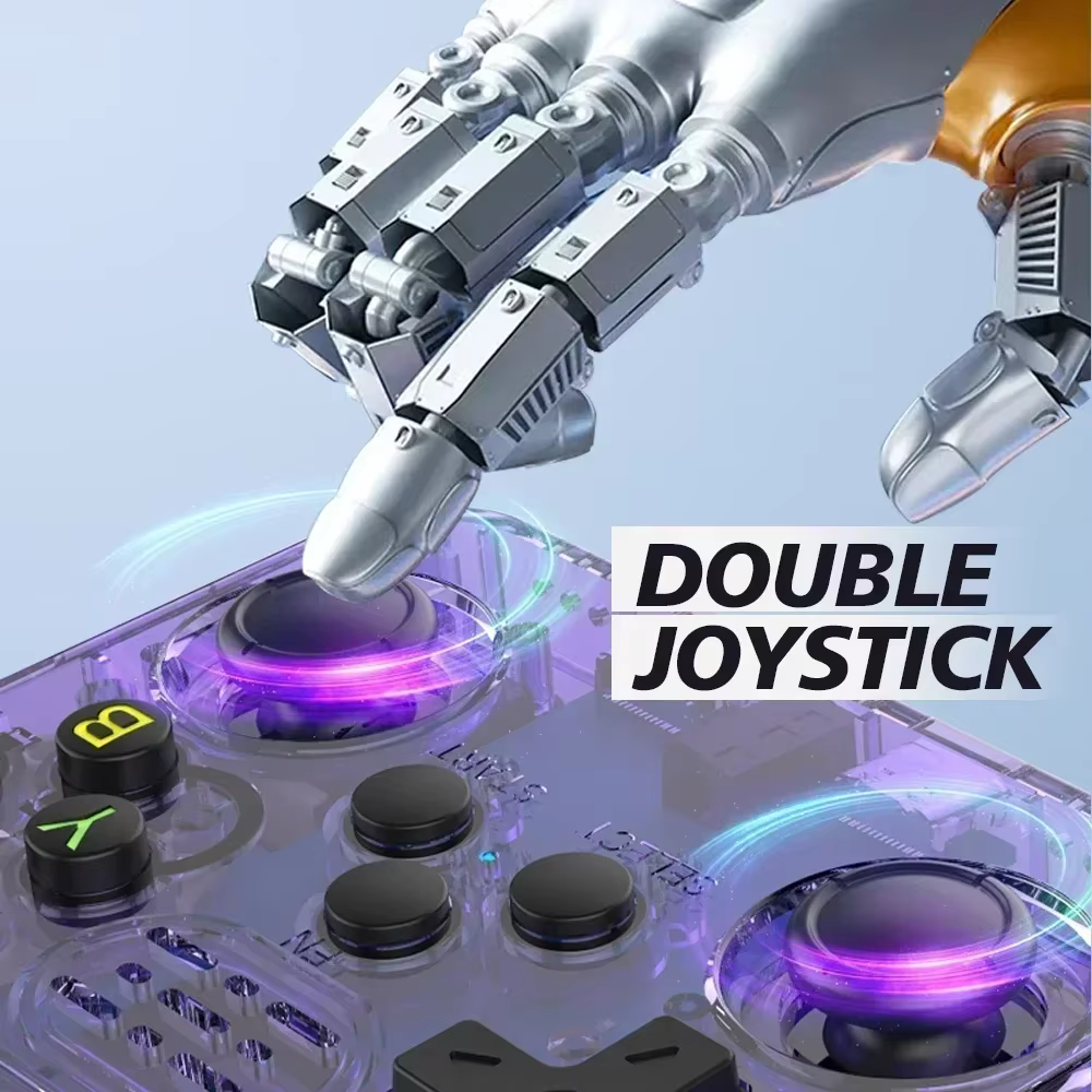 BOYHOM R36S com dois joysticks analógicos para melhor controlo em jogos de PSP, PS1 e arcade