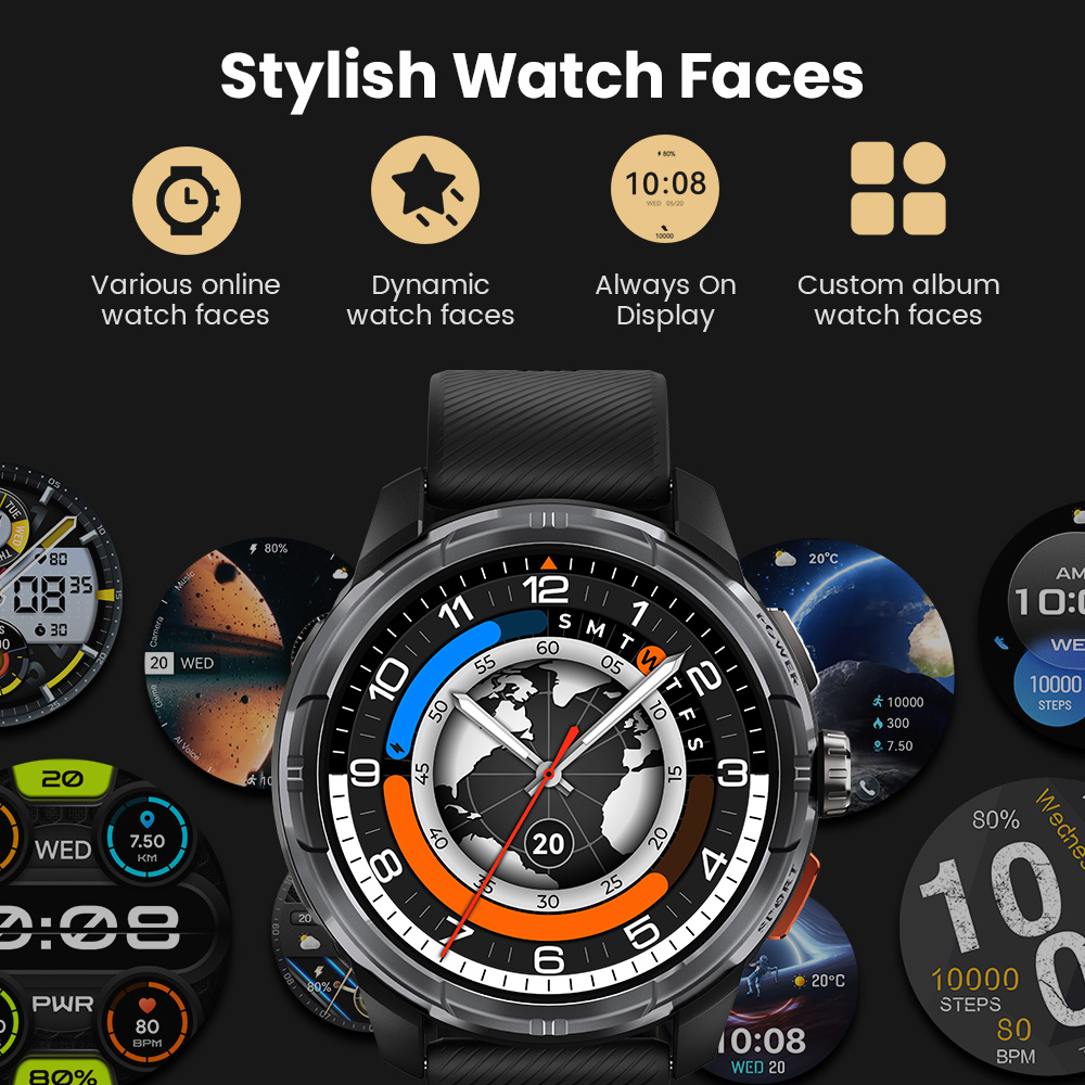 Mostradores personalizáveis do HAYLOU Solar Ultra com watch faces online, always-on display e álbum personalizado