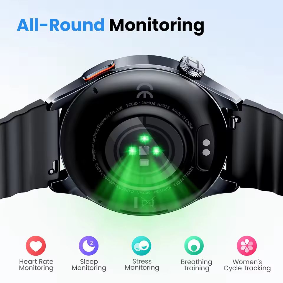 Sensores de saúde do HAYLOU Watch 4S com monitorização de frequência cardíaca, sono e stress