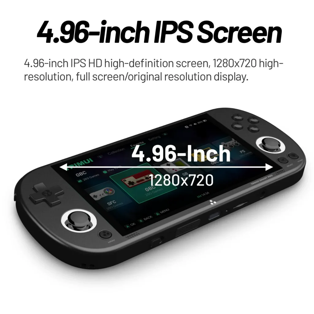 Trimui Smart Pro com ecrã IPS de 4.96 polegadas e resolução HD 1280x720