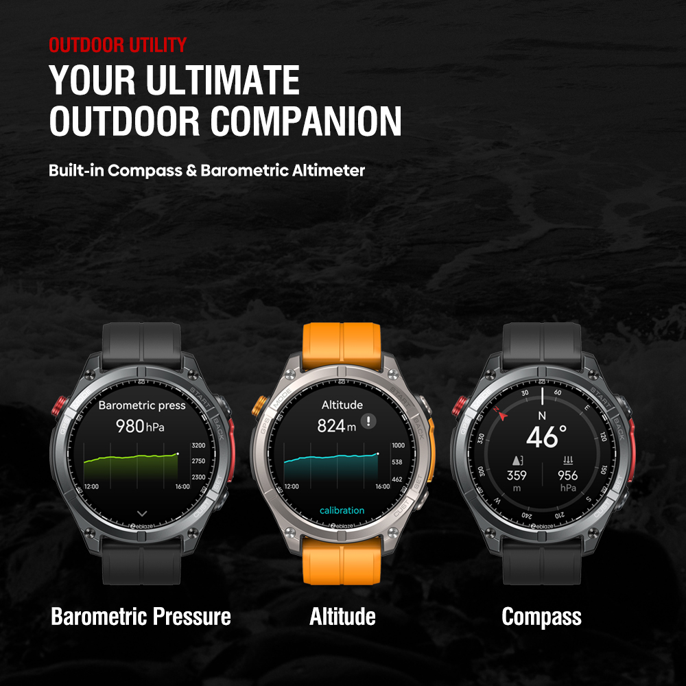 Zeblaze Stratos 4 com bússola e altímetro para atividades outdoor