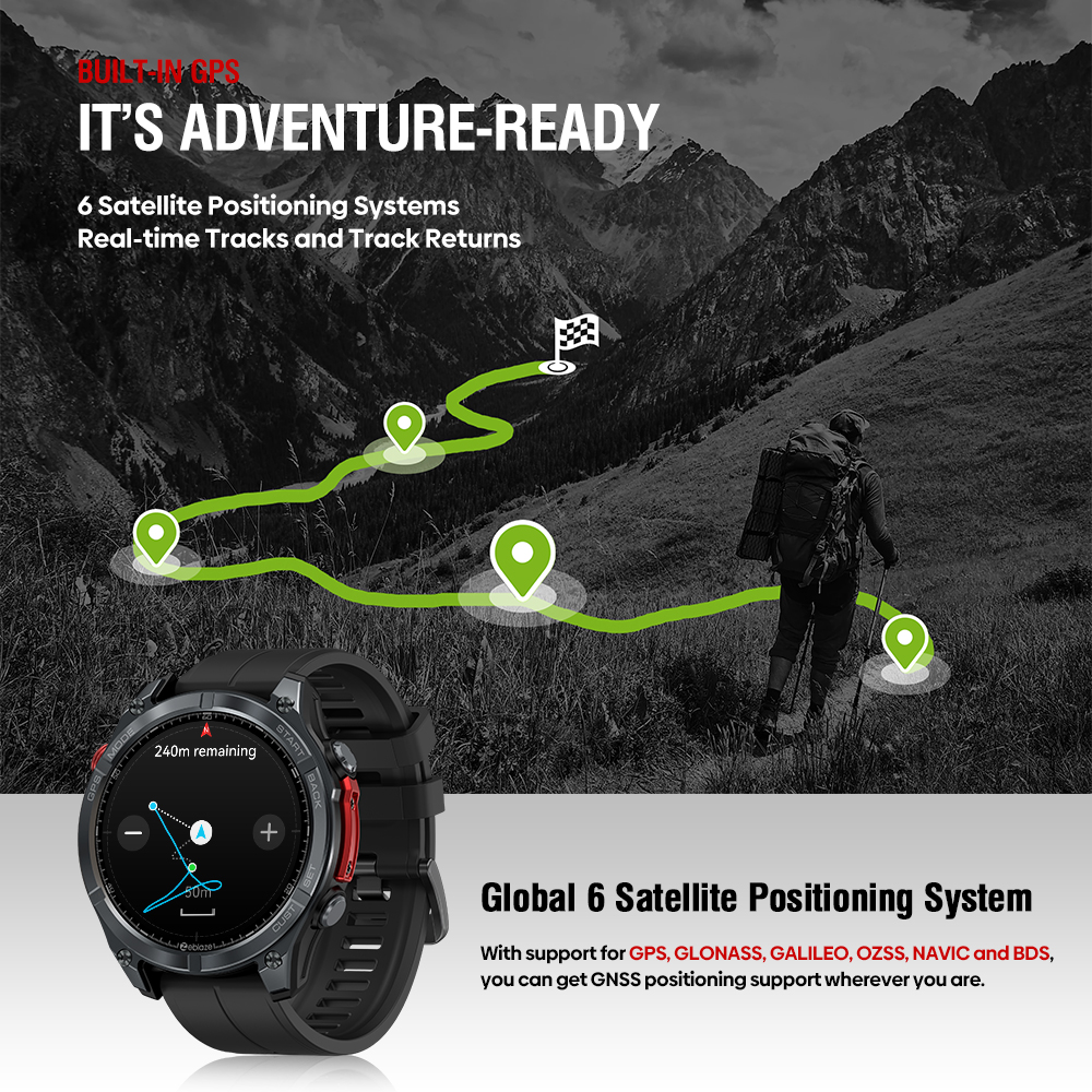 Zeblaze Stratos 4 com GPS e monitorização de percurso ao ar livre