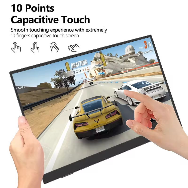 Monitor portátil HGFRTEE 14.1 polegadas com ecrã touch e suporte para toque capacitivo de 10 pontos