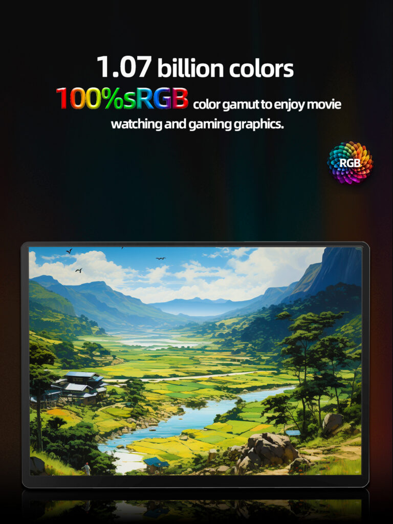 Monitor portátil ZSUS 14 polegadas 2K com 100% sRGB e cores vivas para trabalho e multimédia